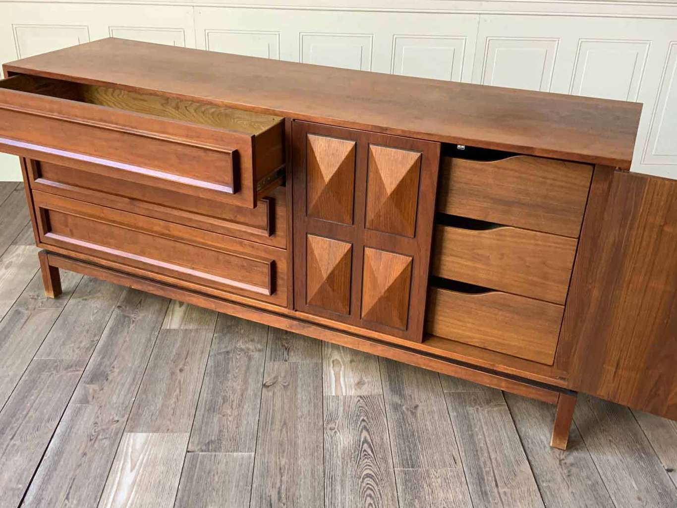 Seven-piece teak Danish style bedroom set. Including a ...