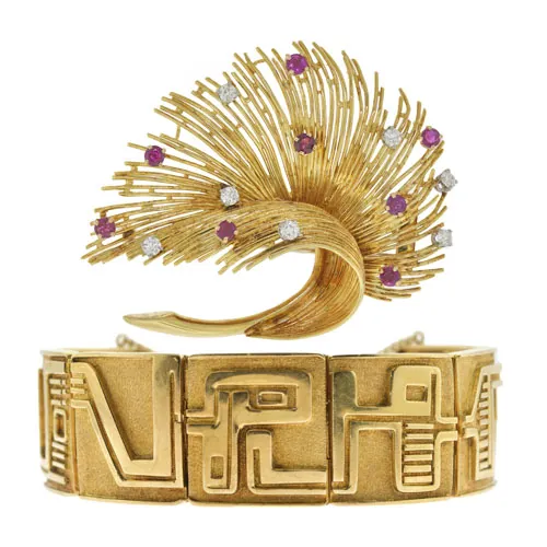 Gold Bracelet Bangle Pin Broach
